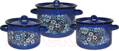 Набор кастрюль СтальЭмаль Голубика 1с33