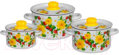 Набор кастрюль СтальЭмаль Земляника / 1с144