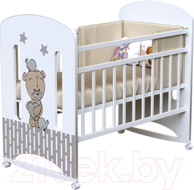 Детская кроватка VDK Love Me колесо-качалка (белый)