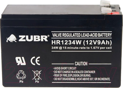 Аккумуляторная батарея Zubr HR1234W (12V/9Ah)