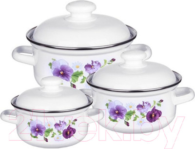 Набор кастрюль Лысьвенские эмали Анютины глазки С-124 АП2/4