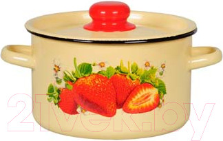 Кастрюля СтальЭмаль Клубника садовая 1с15с/1 (кремовый)