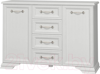 Тумба Bravo Мебель Грация 4ящ 2дв (белый/белый)