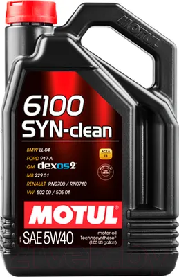 Моторное масло Motul 6100 Syn-Clean 5W40 / 107943 (5л)