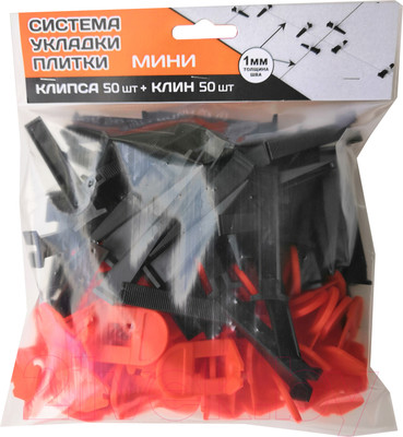 Система выравнивания плитки НПЦ Технолог Мини Клин 1мм + Клипса (50шт+50шт)