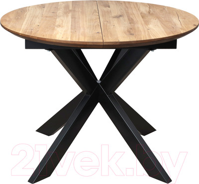 Обеденный стол ОКА Раунд 100-140x75 (дуб натуральный/черный)