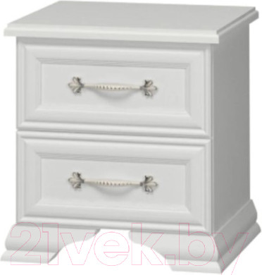 Прикроватная тумба Bravo Мебель Грация 2ящ (белый/белый)