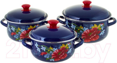 Набор кастрюль КМЗ Апрель 1 (3шт, синий)