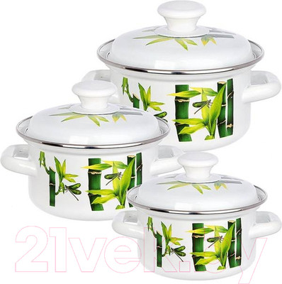 Набор кастрюль КМЗ Бамбук 1 (3шт, белый)