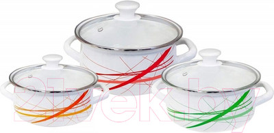 Набор кастрюль КМЗ График 1 Экстра (3шт, белый)