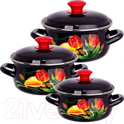 Набор кастрюль КМЗ Грациозный 1 (3шт, коричневый)