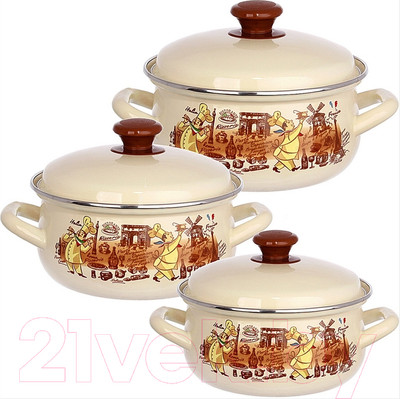 Набор кастрюль КМЗ Мастер Шеф 1 (3шт, кремовый)