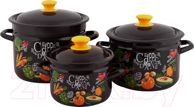 Набор кастрюль КМЗ Рацион 1 (3шт, коричневый)