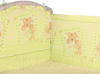 Бортик в кроватку Alis 360x40 со съемными чехлами (бязь, желтый)