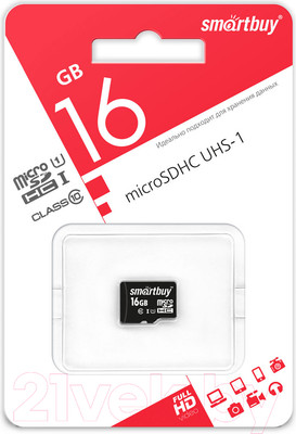 Карта памяти SmartBuy MicroSDHC (Class 10) 16GB (SB16GBSDCL10-00)