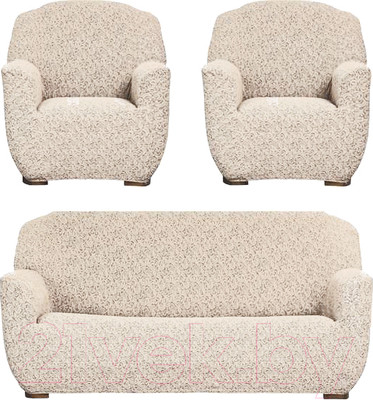 Комплект чехлов Софатэкс Комфорт Стандарт Венеция без оборки / 01049 (ваниль)