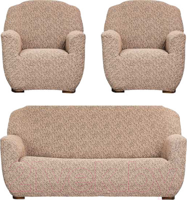 Комплект чехлов Софатэкс Комфорт Стандарт Венеция без оборки / 01131 (капучино)