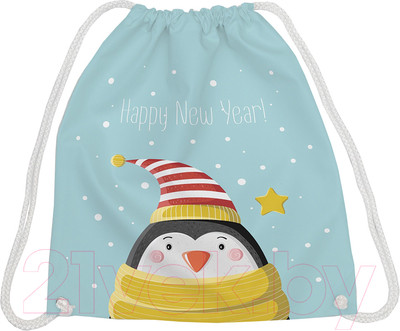 Мешок для обуви JoyArty Пингвин в новогоднюю ночь / bpa_290615
