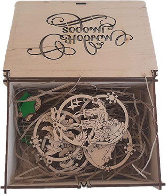 Декор Деревянный город Шкатулка с Новым годом / 340