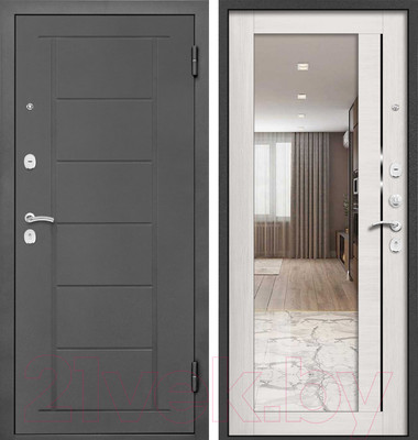Входная дверь Промет Марс 12 96x205 (правая, антрацит рефлект/ларче)