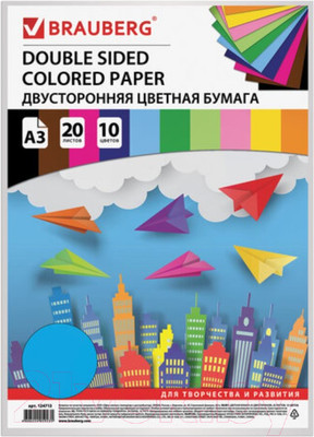 Набор цветной бумаги Brauberg Тонированная в массе / 124713 (20л)
