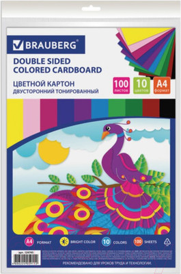 Набор цветного картона Brauberg Тонированный в массе / 124745 (100л)