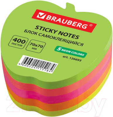 Блок для записей Brauberg Неоновый. Яблоко / 126693
