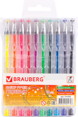 Набор гелевых ручек Brauberg Jet / 141038 (10шт)