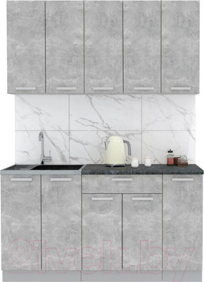 Кухонный гарнитур Интерлиния Мила Лайт 1.5 (бетон/бетон/кастилло темный)