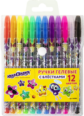 Набор гелевых ручек Юнландия Блестки / 142805 (12шт)