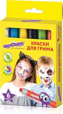 Набор детских красок для грима Юнландия 191307 (6цв)