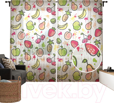 Комплект гардин JoyArty Фруктовый иммунитет / tul_47766 (2шт, 145x265)