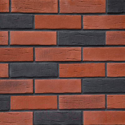Декоративный камень бетонный Petra Клинкерный кирпич 15П3 (кирпичный/темно-серый)
