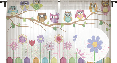 Комплект гардин JoyArty Веселые совы / tul_10808 (2шт, 145x180)