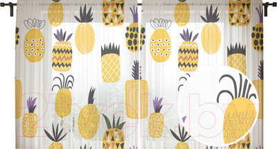 Комплект гардин JoyArty Ароматный ананас / tul_55144 (2шт, 145x180)