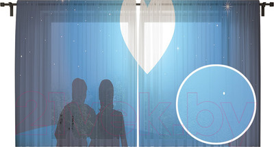 Комплект гардин JoyArty Луна в форме сердца / tul_53938 (2шт, 145x180)