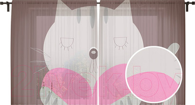 Комплект гардин JoyArty Кот романтик / tul_53932 (2шт, 145x180)