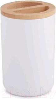 Стакан для зубной щетки и пасты Альтернатива Бамбук / М8055 (белый)