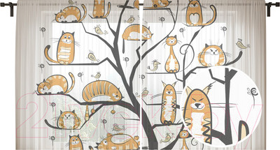 Комплект гардин JoyArty Кошачье дерево / tul_9653 (2шт, 145x180)