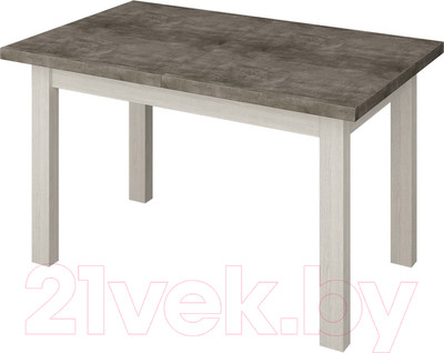Обеденный стол Senira Кастусь 120-160x75 (бетон/белый)