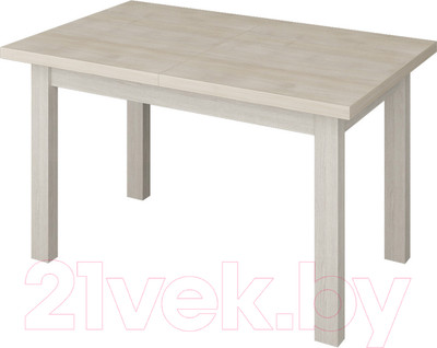 Обеденный стол Senira Кастусь 100-130x60 (дуб выбеленный/белый)