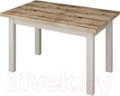Обеденный стол Senira Кастусь 100-130x60 (береза сандал/белый)