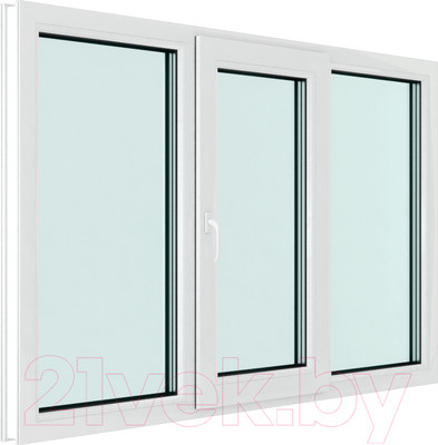 Окно ПВХ Brusbox Roto NX Поворотно-откидное створка по середине 2 стекла (1450x2050x60)