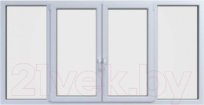 Балконная рама Brusbox Roto NX Поворотно-откидные 2 центральные створки 2 стекла (1400x2400x60)