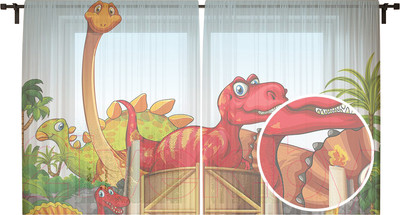 Комплект гардин JoyArty Веселые динозавры / tul_32239 (2шт, 145x180)