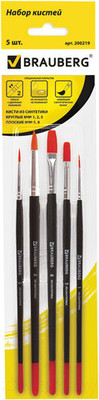 Набор кистей Brauberg Синтетическая / 200219 (5шт)