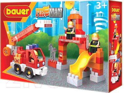 Конструктор Bauer Пожарная машина машина и тренировочная площадка / 740 (77эл)