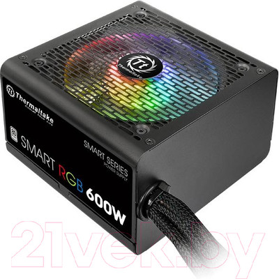 Блок питания для компьютера Thermaltake ATX 600W Smart RGB 600 80+ / PS-SPR-0600NHSAWE-1