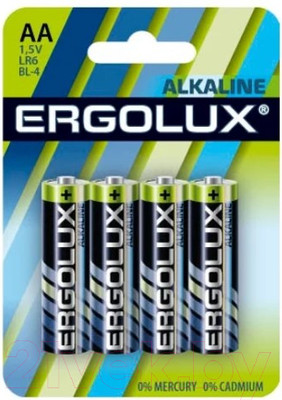 Комплект батареек Ergolux LR6 Alkaline BL-4 (1.5В)