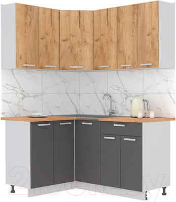 Кухонный гарнитур Интерлиния Мила Лайт 1.2x1.6 (дуб золотой/антрацит/дуб бунратти)